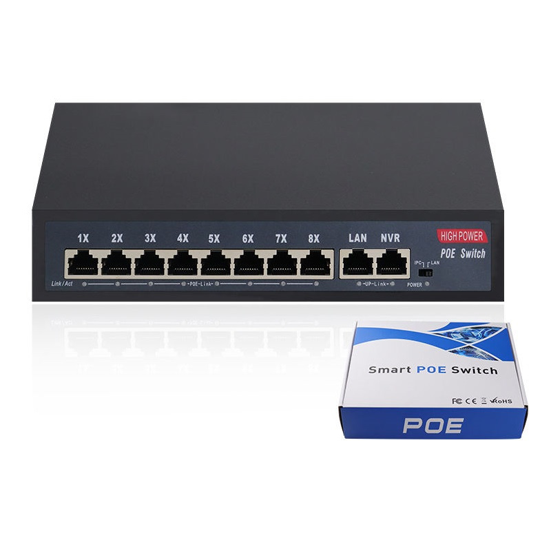 8 Port (8+2) 2 up-link port mega  ultra hd network ethernet imported poe switch (54v)