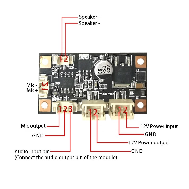 12v ip camera voice intercom mic audio mixer speaker alert digital amplifier pcb board for two way ip camera and nvr
